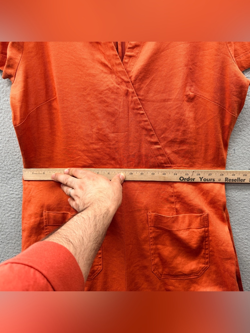 Anthropologie Maeve Colette Wide Leg One Piece Jumpsuit Orange Belted Women’s 16 - Picture 10 of 15